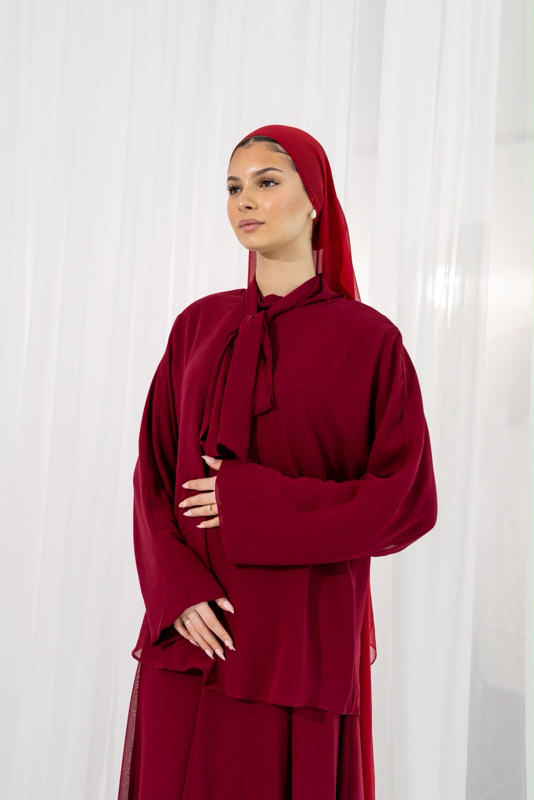 Burgundy Safa chiffon set