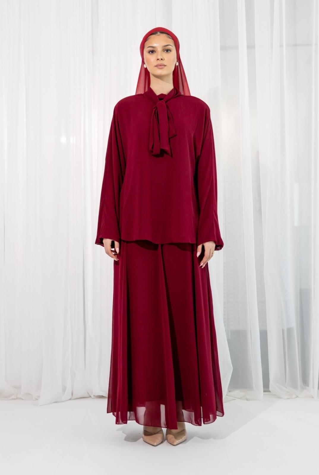 Burgundy Safa chiffon set